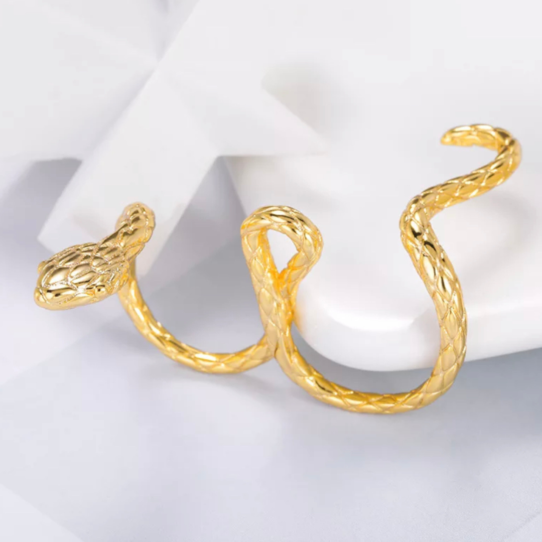 18K gold plated double finger serpent ring, snake, ascention, ascention jewelry, high vibrational, 