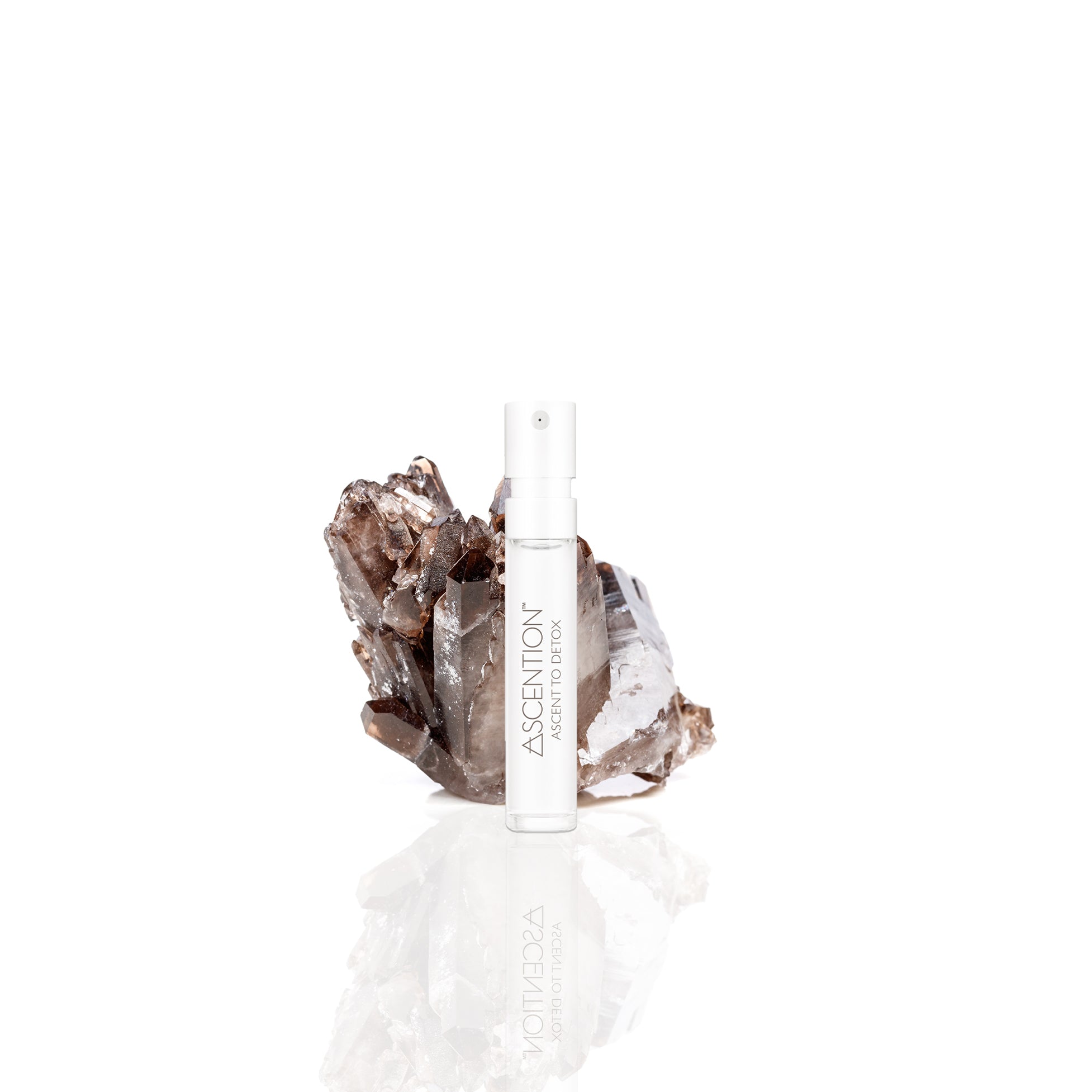 Ascent to Detox with Smoky Quartz crystal, scent with intent samples, don't just smell good, feel good. Discover, experience and manifest with scent resonates with you. Ascention is elevating the clean fragrance experience into wellness.