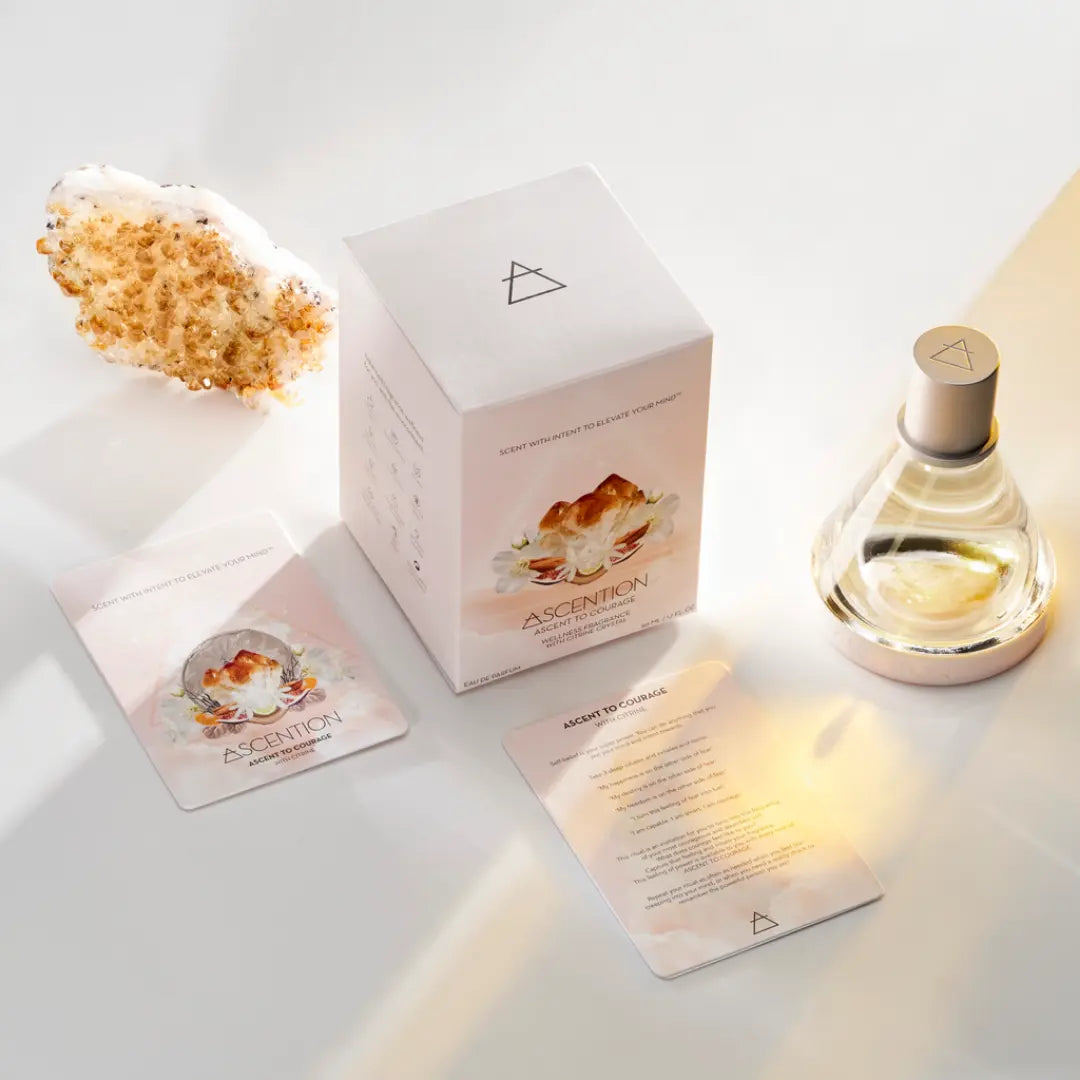 ASCENTION, high vibrational perfume, Ascent to Courage With Citrine Crystal, Scent therapy, Wellness Fragrance