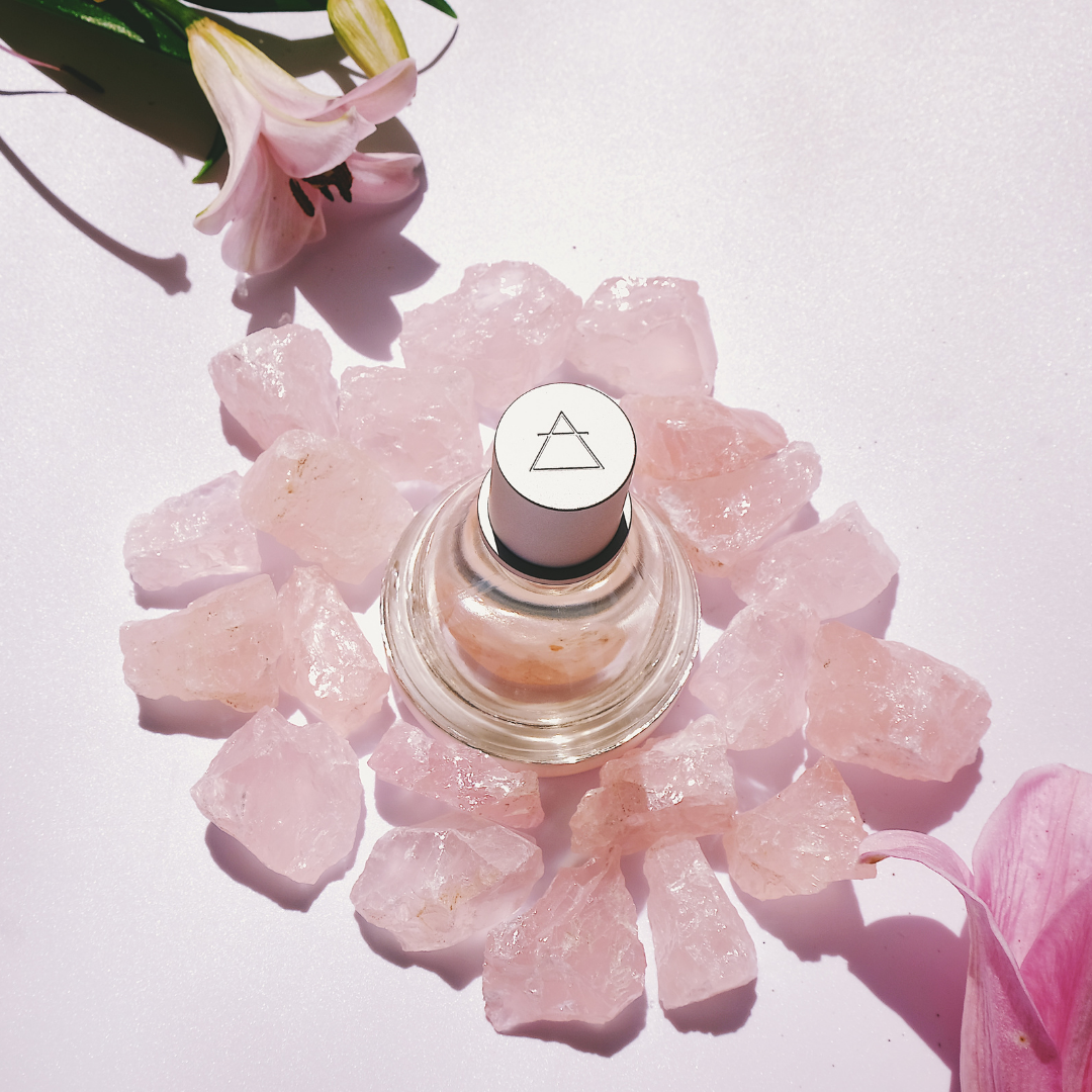 ASCENTION, high vibrational perfume, Ascent to Love With Rose Quartz Crystal, Scent therapy, Wellness Fragrance