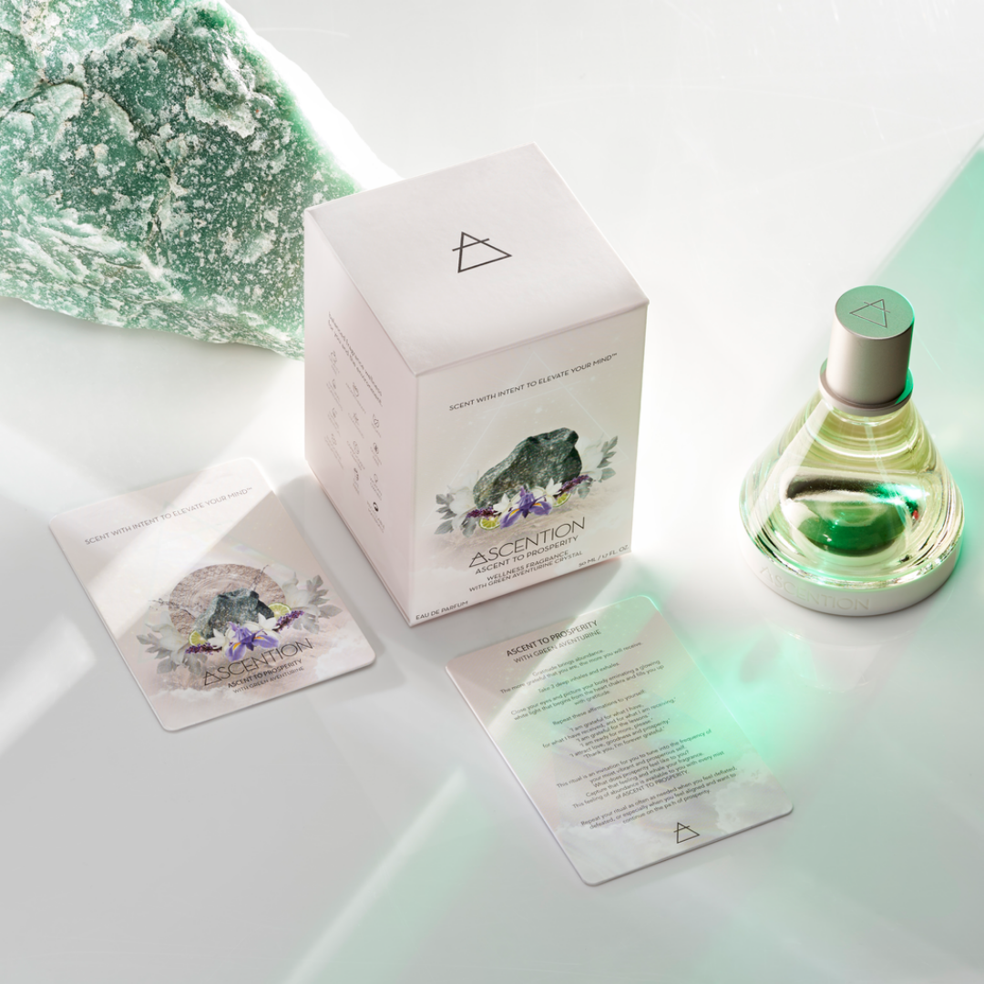 ASCENTION, high vibrational perfume, Ascent to Prosperity With Green Aventurine Crystal, Scent therapy, Wellness Fragrance