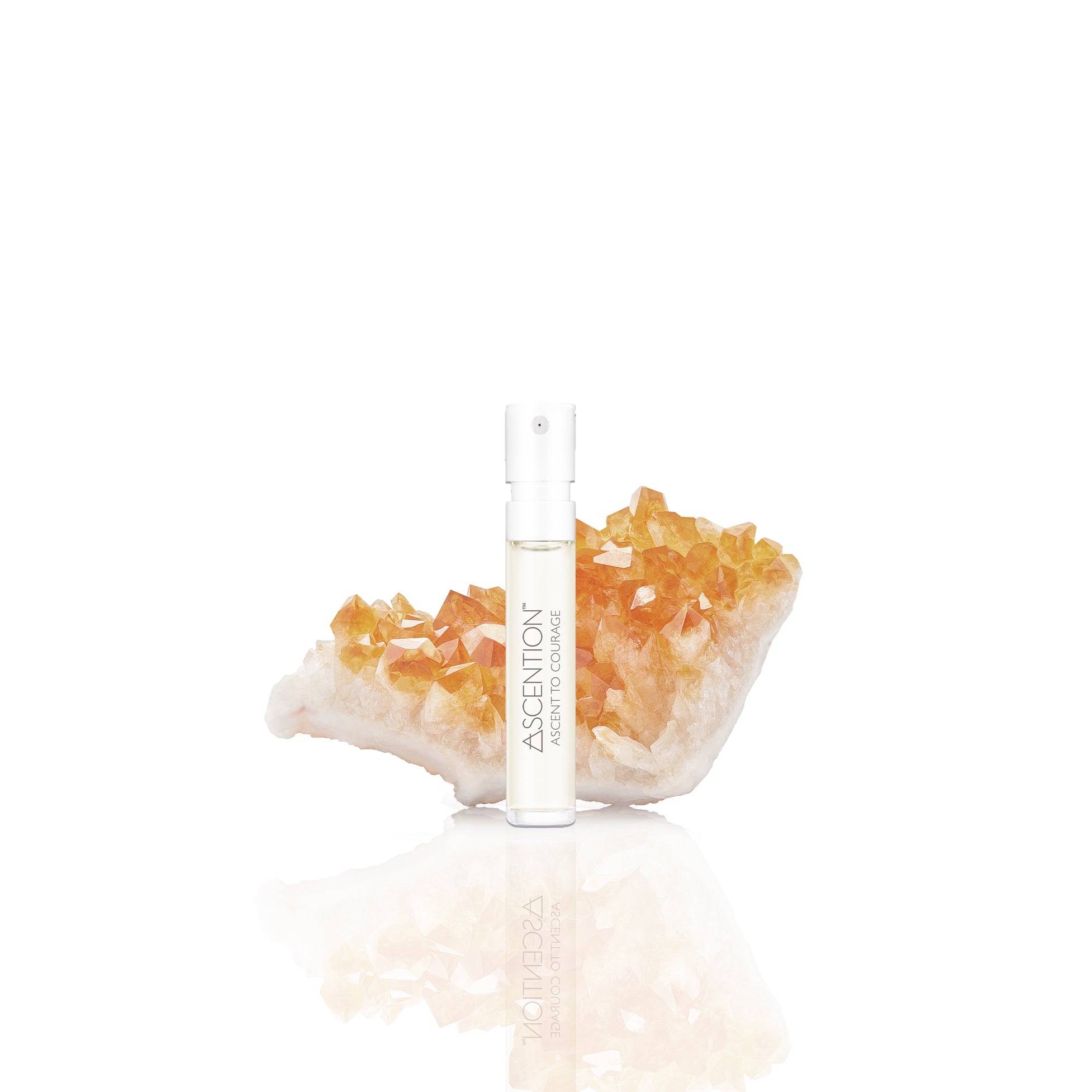 Ascent to Courage with Citrine crystal, scent with intent samples, don't just smell good, feel good. Discover, experience and manifest with scent resonates with you. Ascention is elevating the clean fragrance experience into wellness.