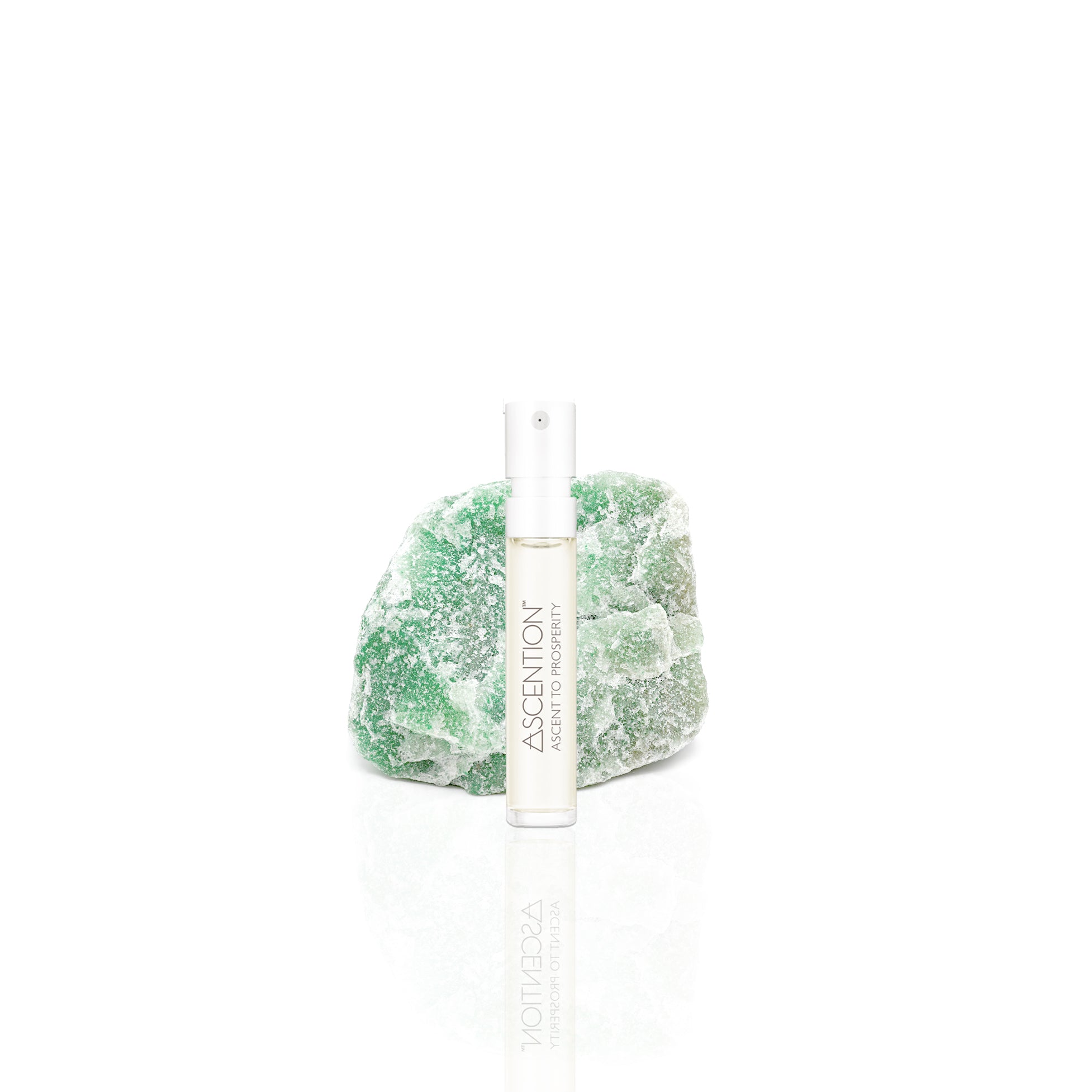 Ascent to Prosperity with Green Aventurine crystal, scent with intent samples, don't just smell good, feel good. Discover, experience and manifest with scent resonates with you. Ascention is elevating the clean fragrance experience into wellness.